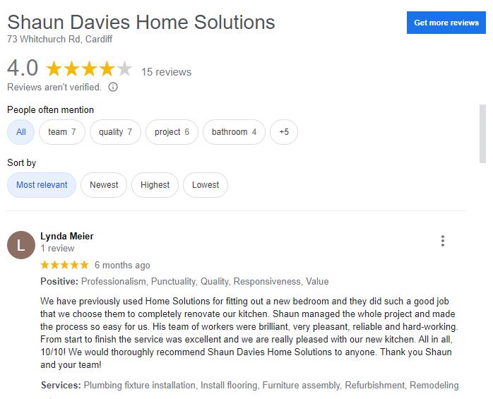 Latest Google Review for Shaun Davies